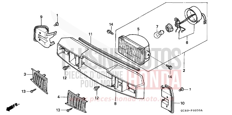SCHEINWERFER/VORDERER HANDGRIFF DECKEL (NH50MSK/MSL) von NHX 110 Lead CASTLE GRAY METALLIC (NH174M) von 1990